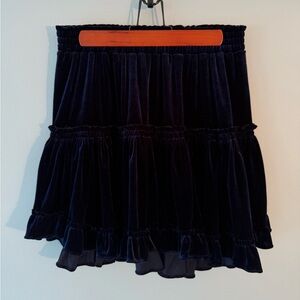 MISA Los Angeles Blue Velvet Ruffle Skirt (L)